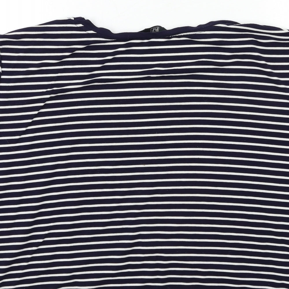 F&F Womens Blue Striped  Basic T-Shirt Size 8
