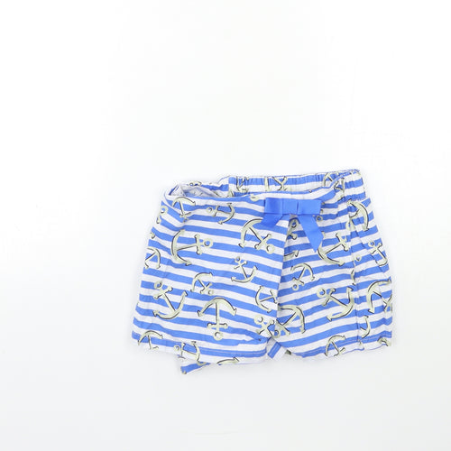 Preworn Girls Blue Striped  Wrap Shorts Size 7 Years