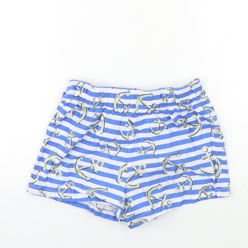 Preworn Girls Blue Striped  Wrap Shorts Size 7 Years