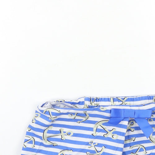 Preworn Girls Blue Striped  Wrap Shorts Size 7 Years