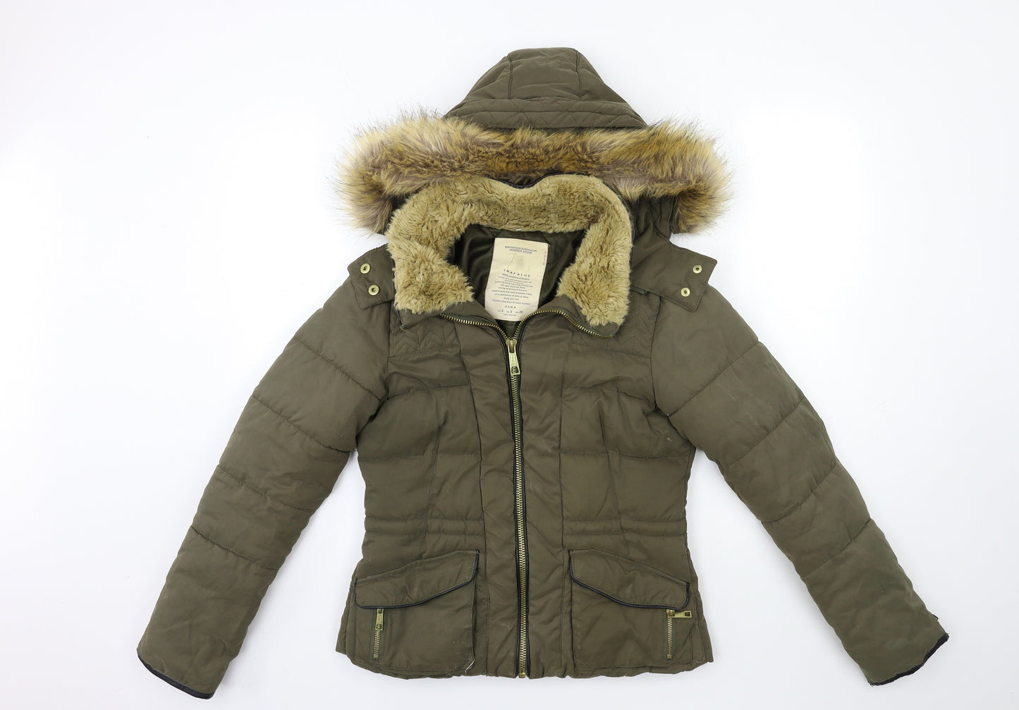 Zara Womens Green   Puffer Jacket Coat Size S