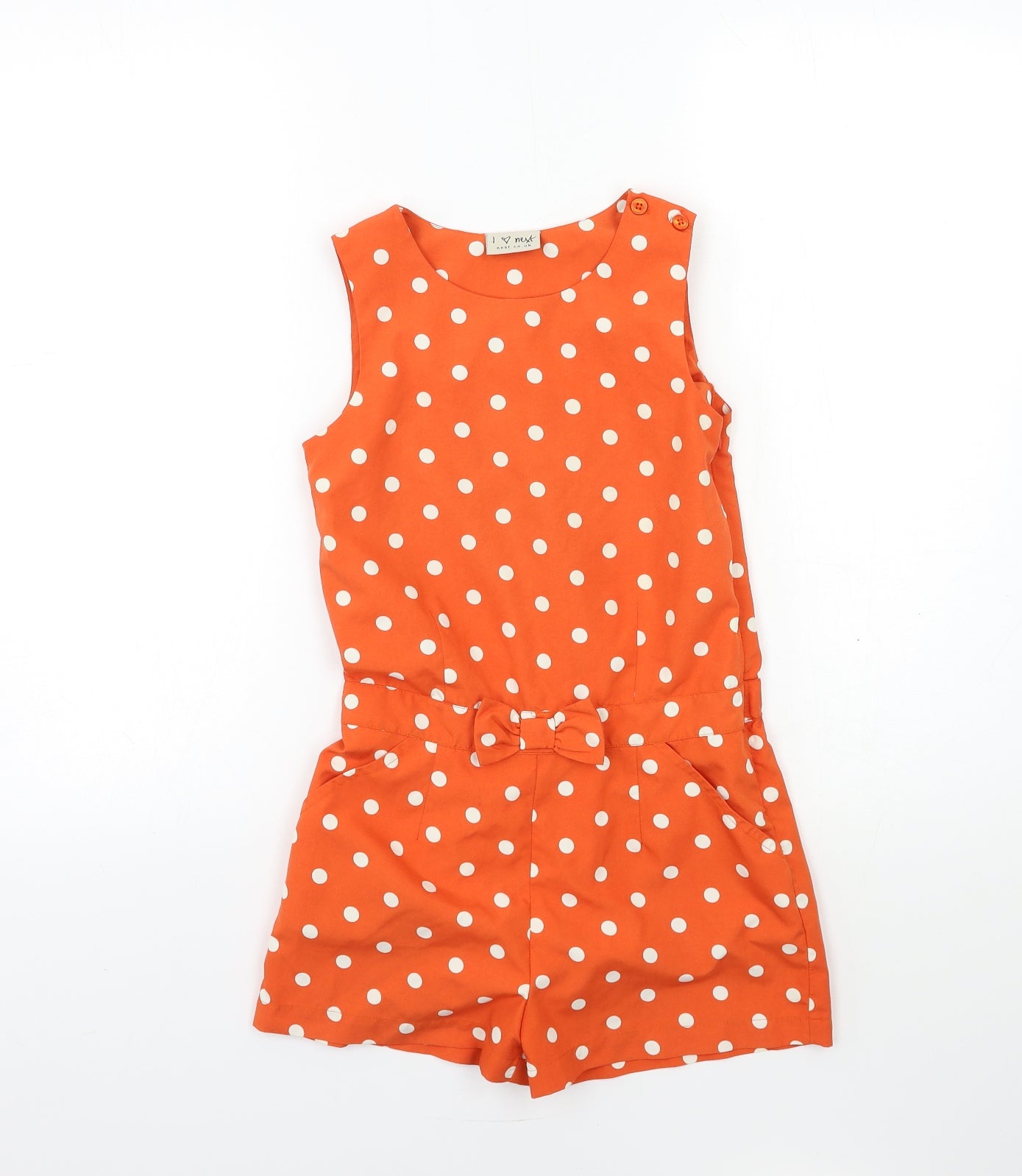 NEXT Girls Orange Polka Dot  Playsuit One-Piece Size 8 Years