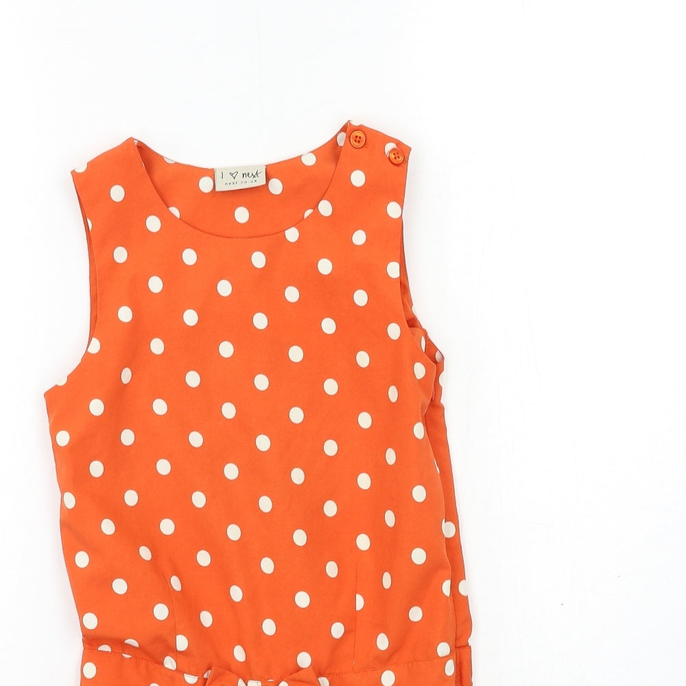 NEXT Girls Orange Polka Dot  Playsuit One-Piece Size 8 Years