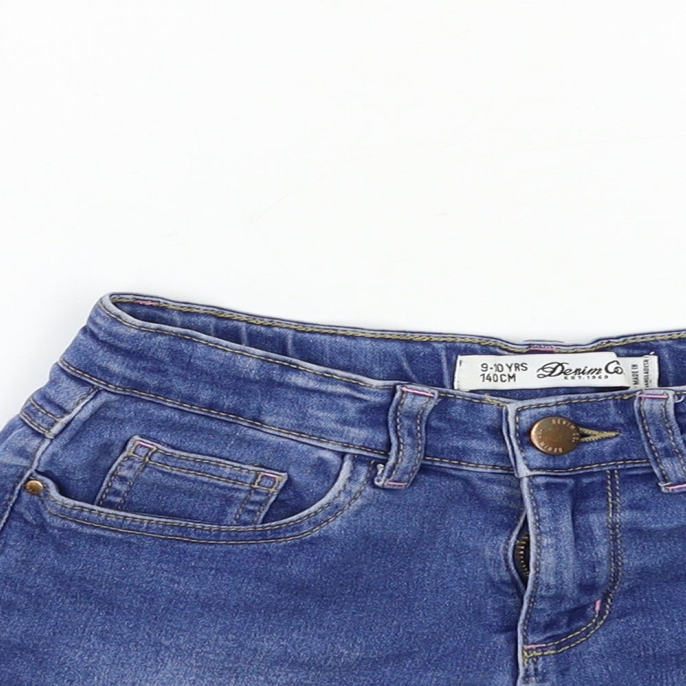 Denim & Co. Girls Blue  Denim Hot Pants Shorts Size 9 Years