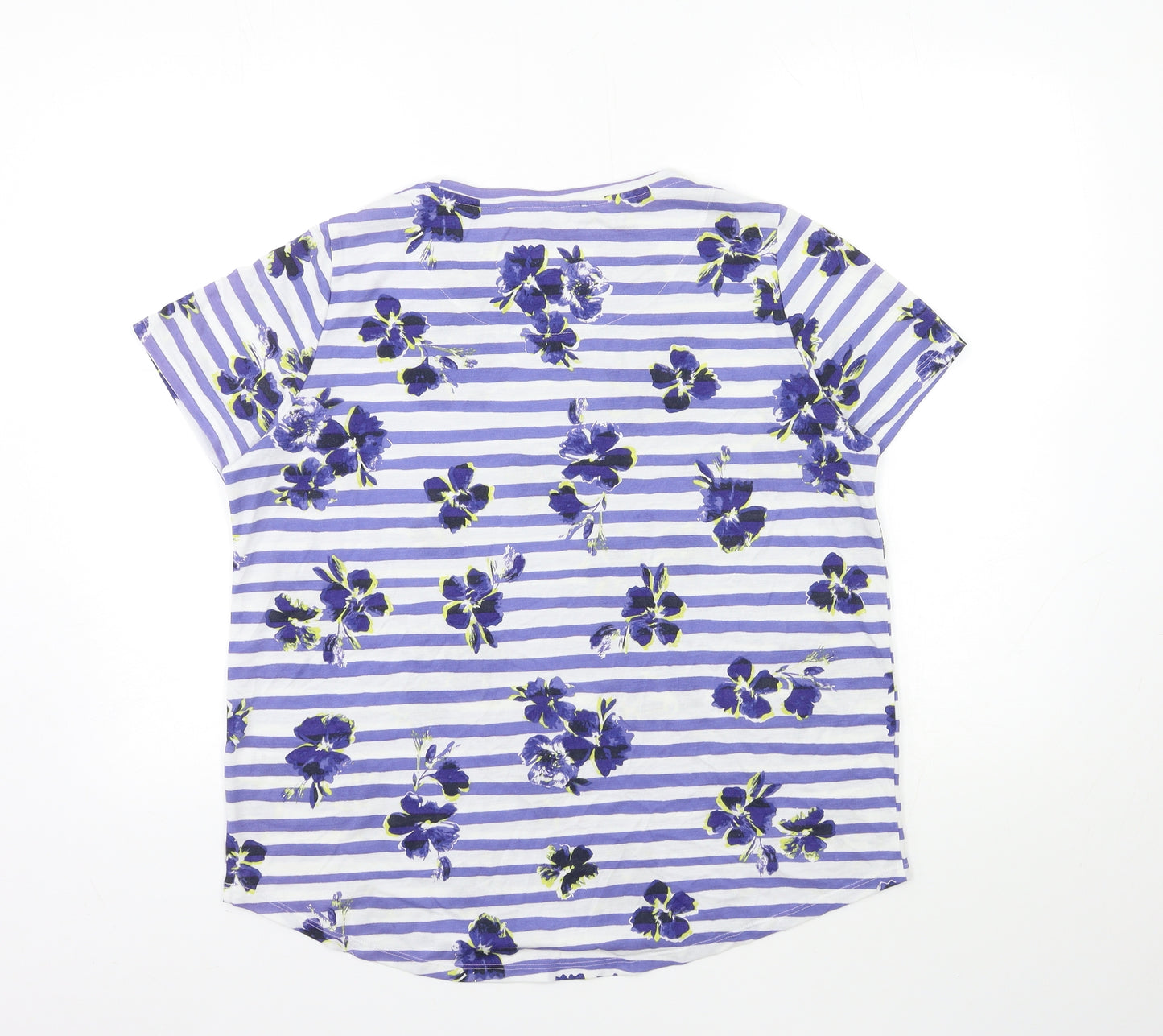 Marks and Spencer Womens Blue Floral  Basic T-Shirt Size 16