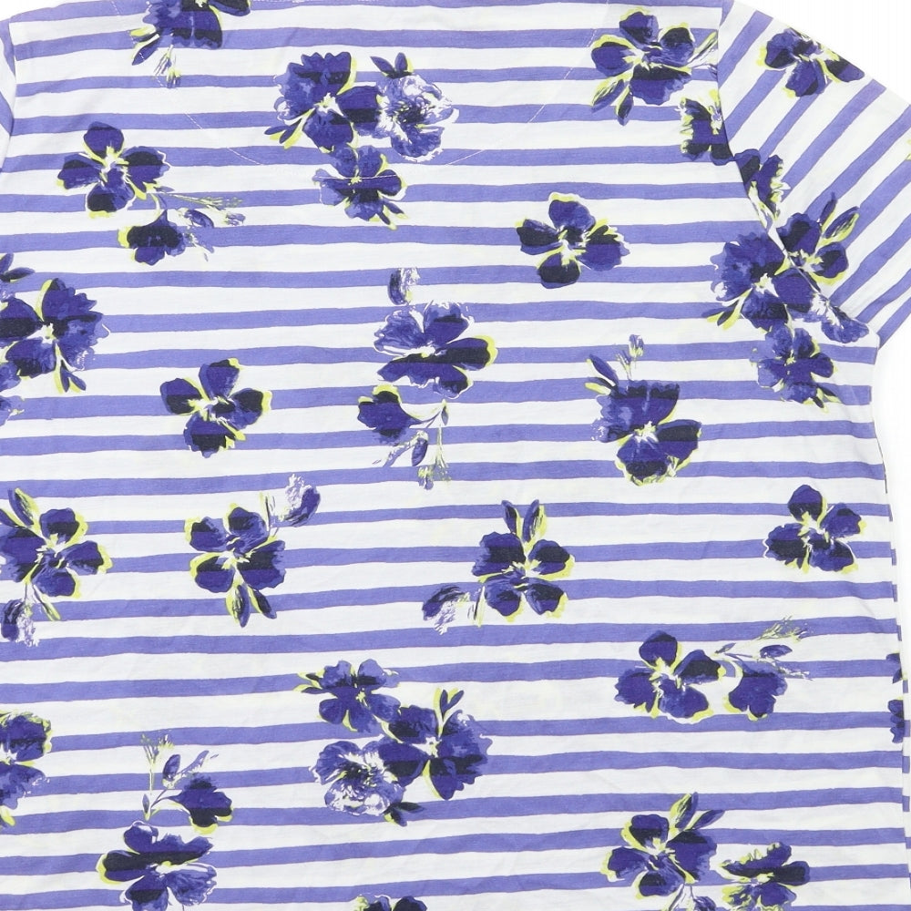 Marks and Spencer Womens Blue Floral  Basic T-Shirt Size 16