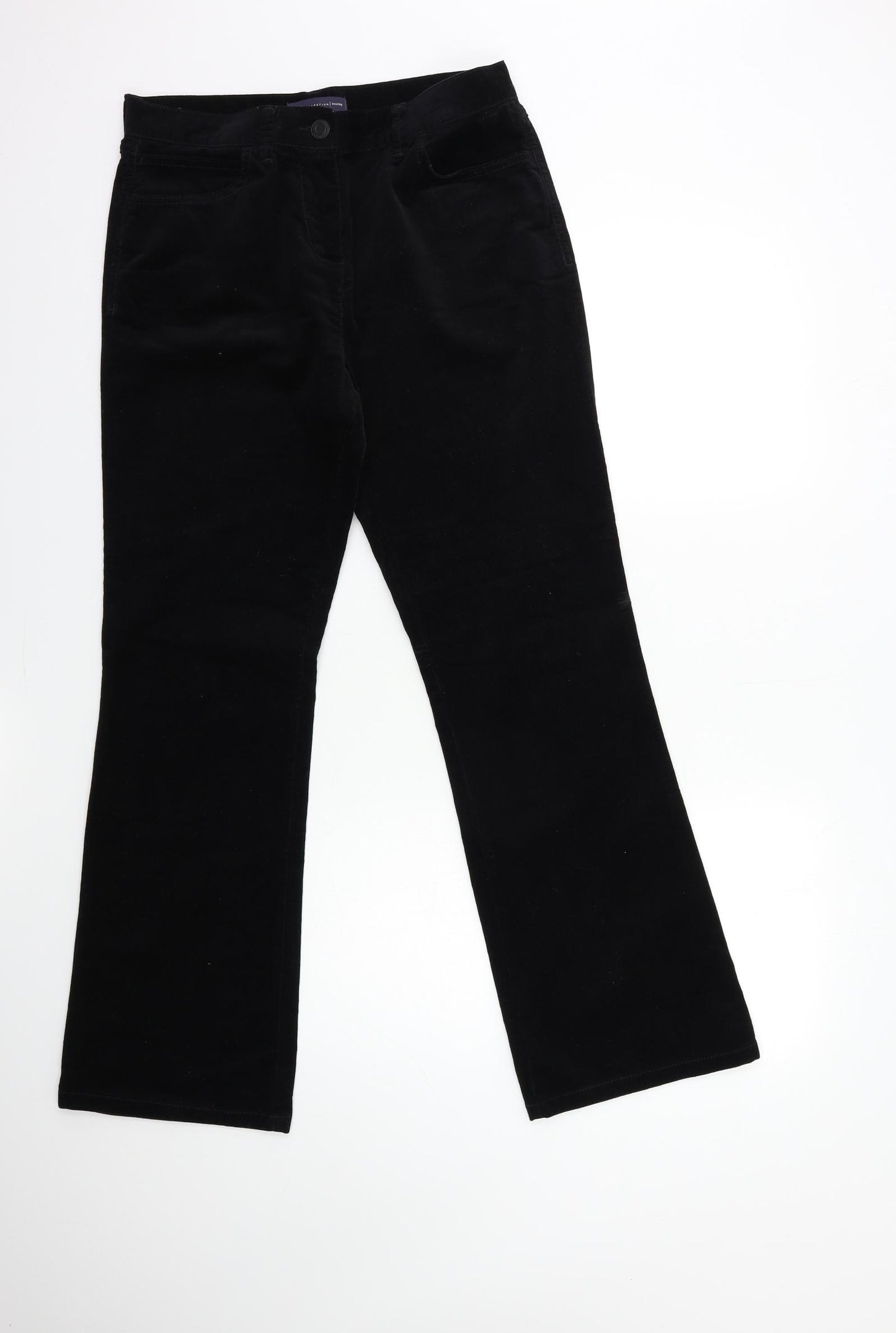 Marks and Spencer Womens Black  Corduroy Trousers  Size 12 L30 in