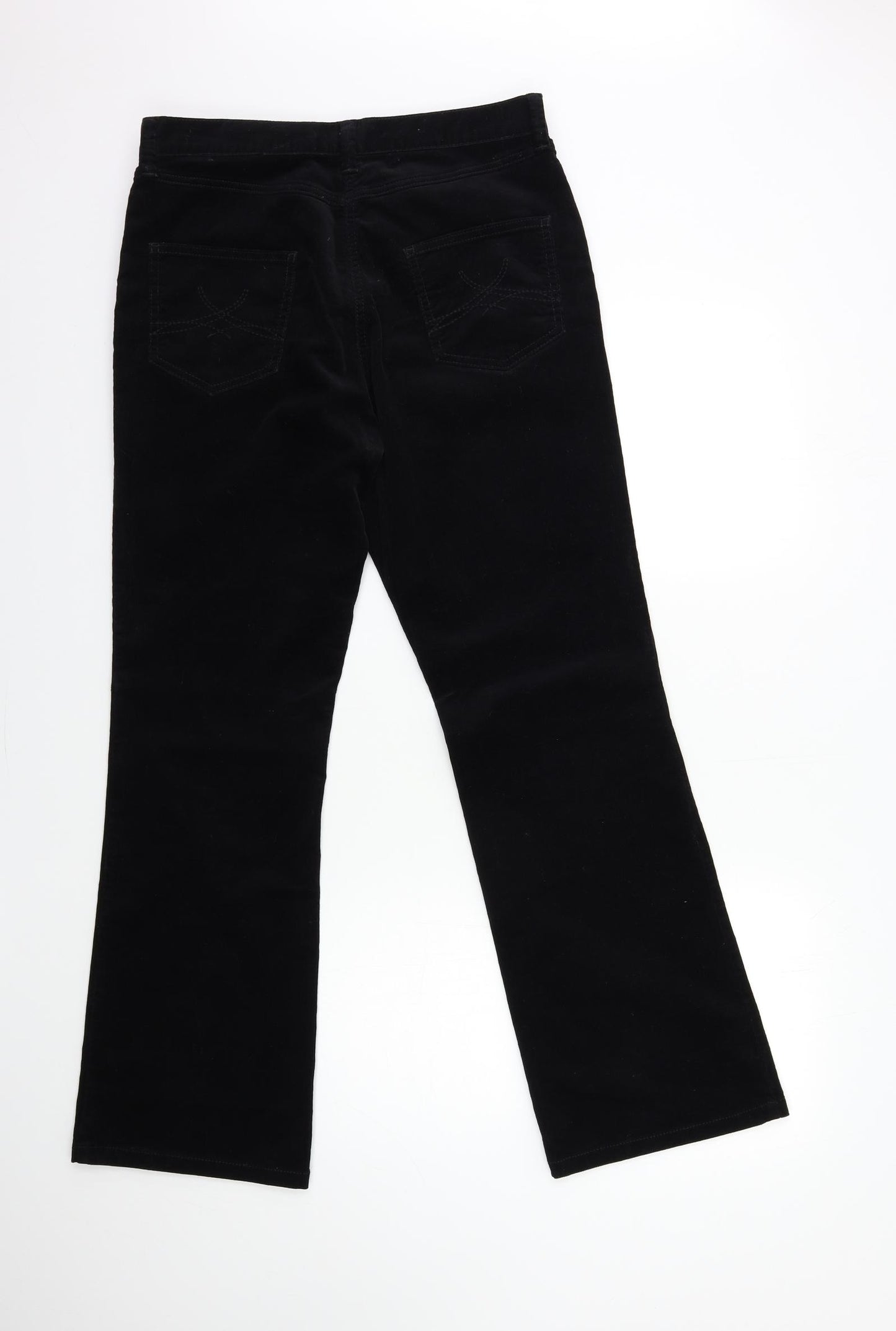 Marks and Spencer Womens Black  Corduroy Trousers  Size 12 L30 in
