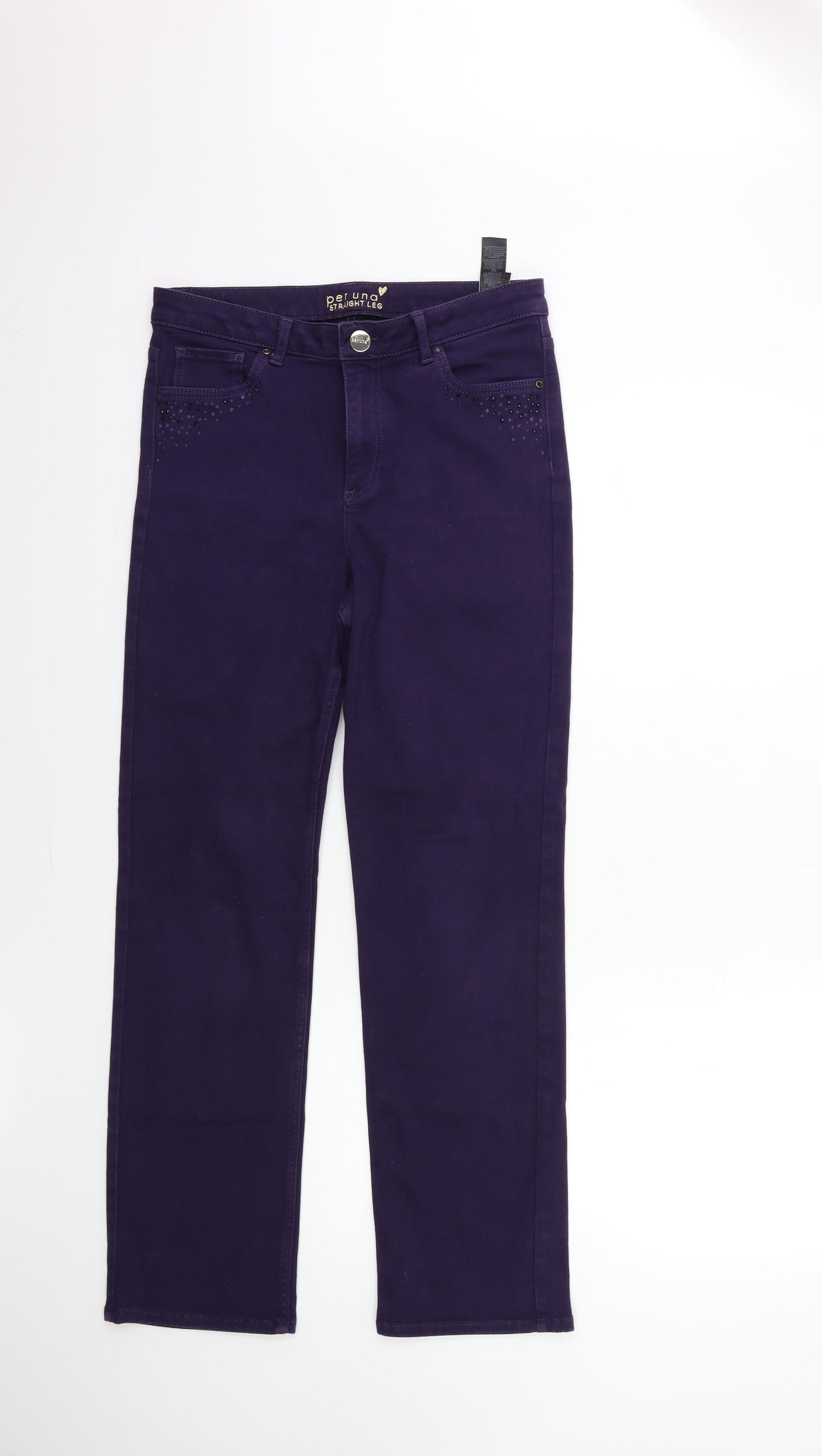 Marks and Spencer Womens Purple  Denim Straight Jeans Size 12 L23 in