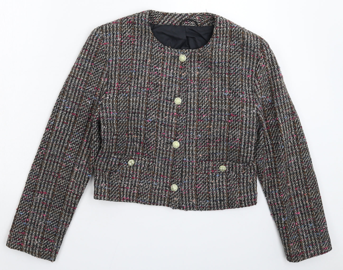 Topshop Womens Grey Check  Jacket Blazer Size 12