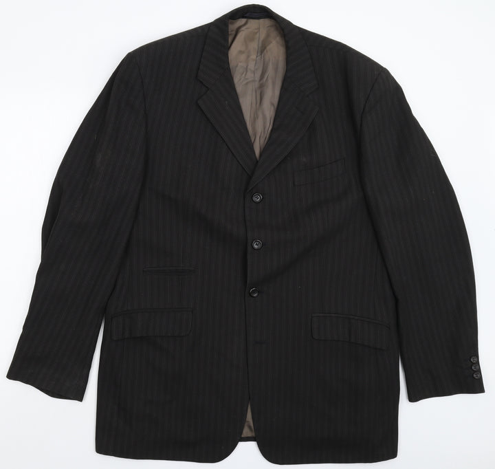 SCOTT Mens Grey Striped Jacket Suit Jacket Size 44