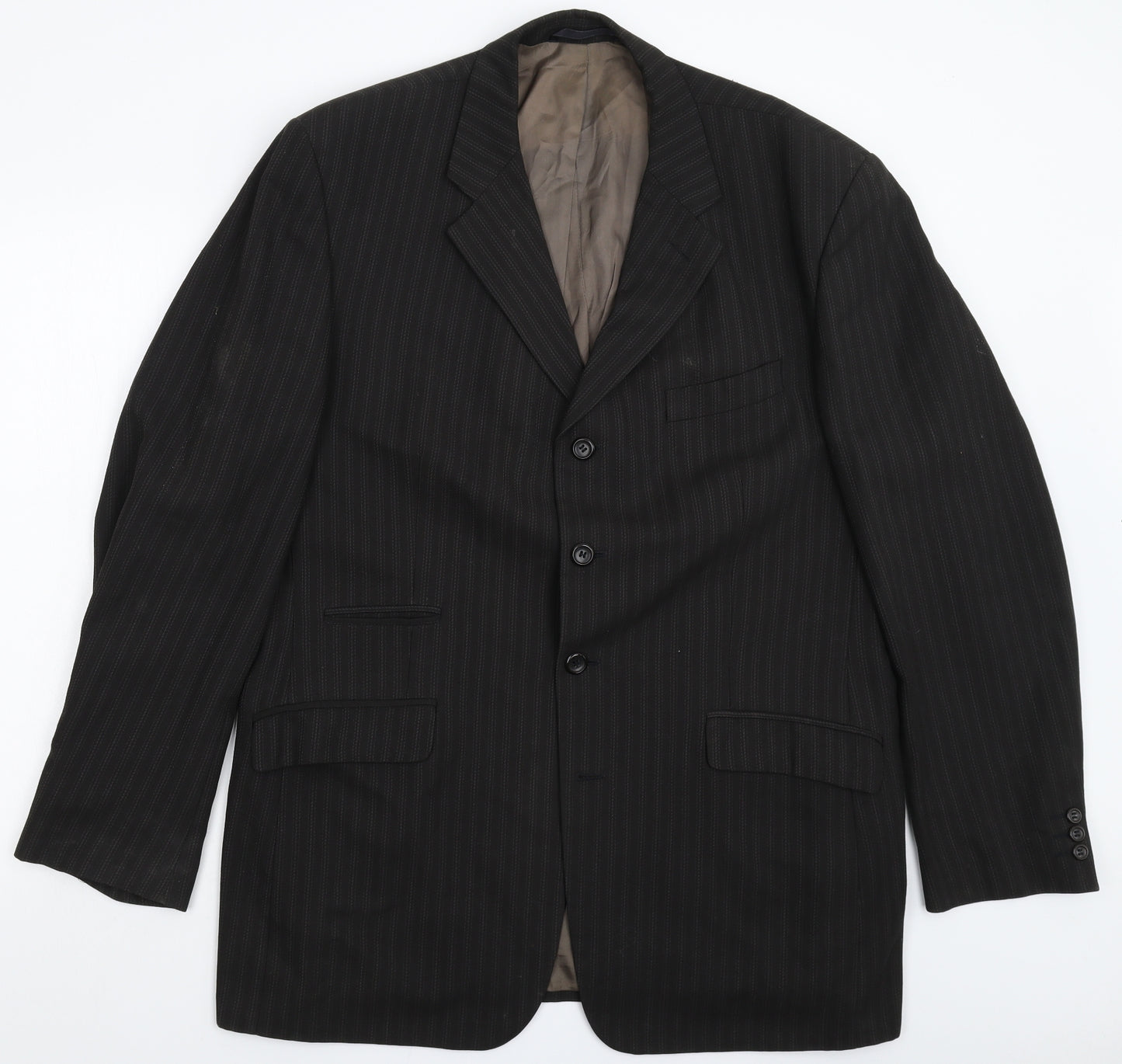 SCOTT Mens Grey Striped  Jacket Suit Jacket Size 44
