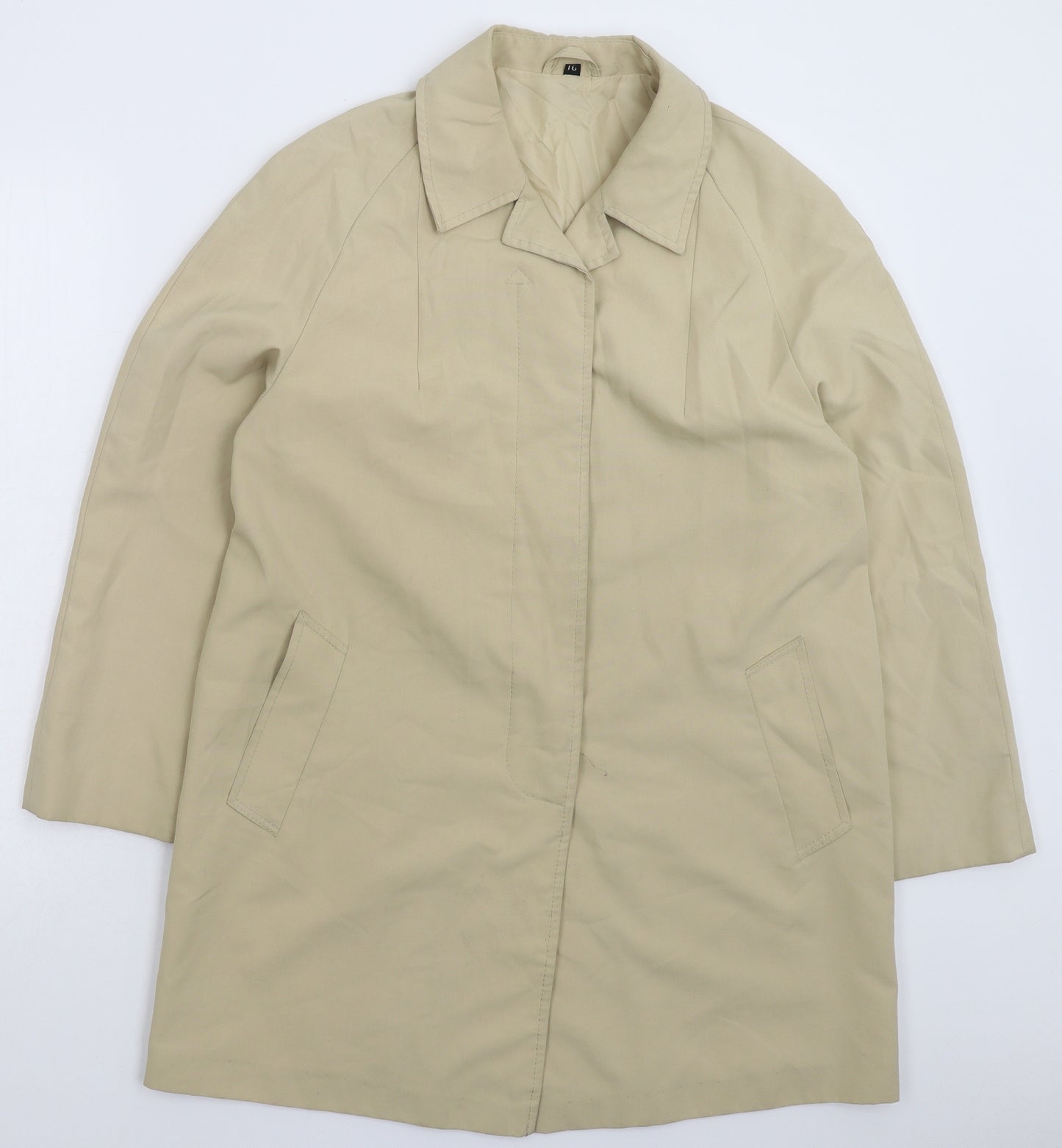 Preworn Womens Beige   Pea Coat Coat Size 16