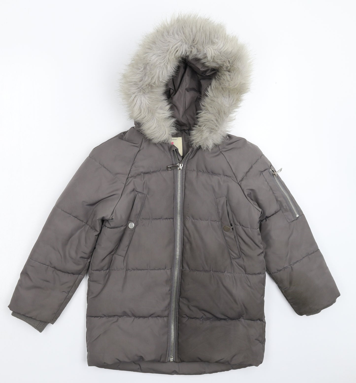 Primark Boys Grey   Parka Coat Size 7 Years