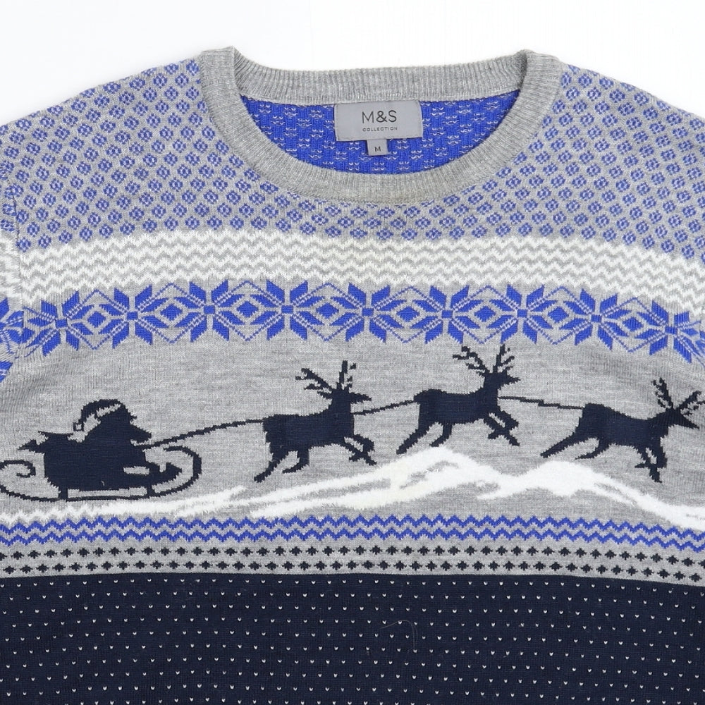 Marks and Spencer Mens Multicoloured  Knit Pullover Jumper Size M