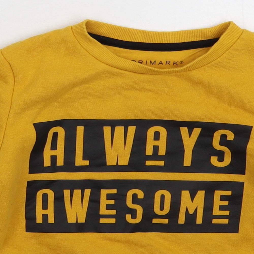 Primark Boys Yellow   Pullover Sweatshirt Size 5-6 Years