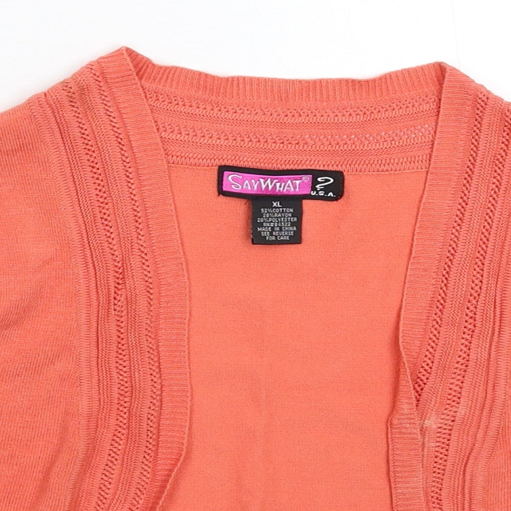 Say What Womens Pink  Knit Cardigan Jumper Size XL