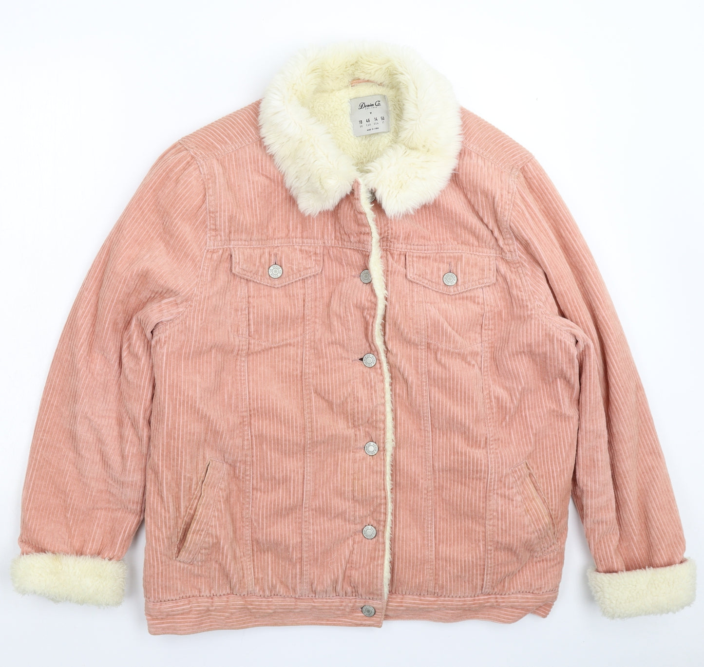 Denim & Co. Womens Beige  Corduroy Jacket  Size 18