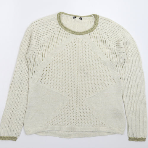Preworn Womens White  Knit Pullover Jumper Size L