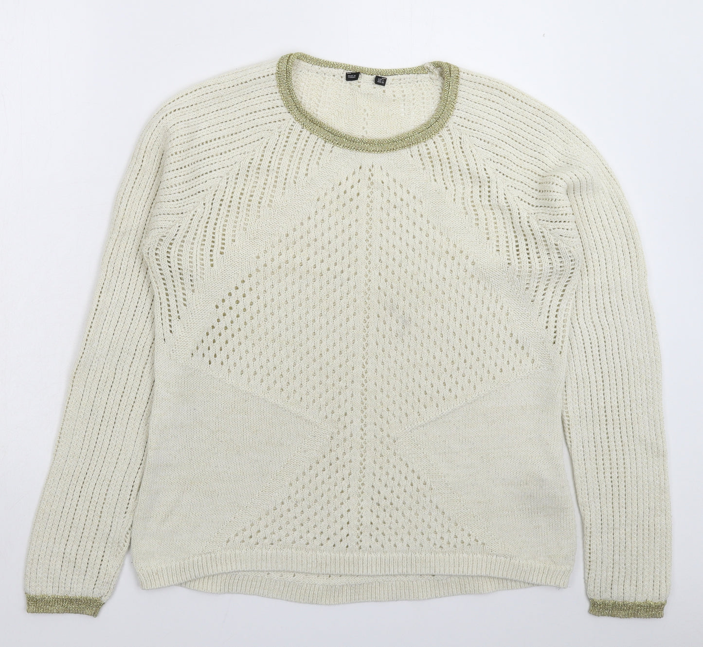 Preworn Womens White  Knit Pullover Jumper Size L