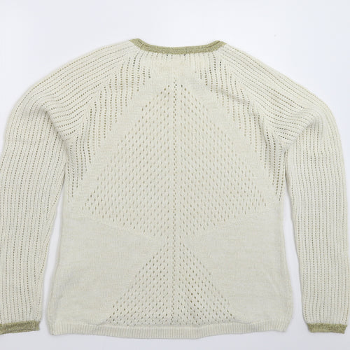 Preworn Womens White  Knit Pullover Jumper Size L