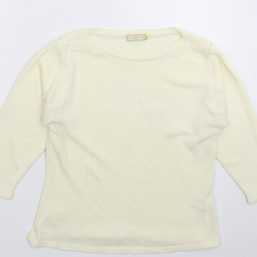 Collection Womens White  Knit Pullover Jumper Size L