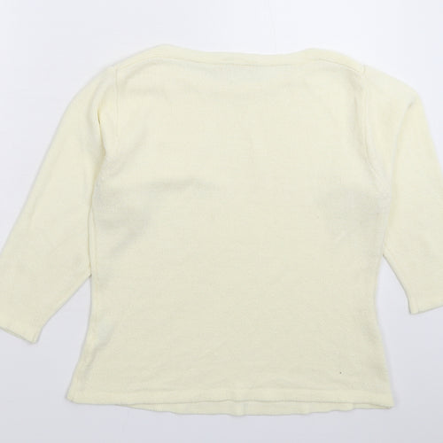 Collection Womens White  Knit Pullover Jumper Size L