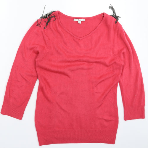 Klass Womens Pink  Knit Pullover Jumper Size L