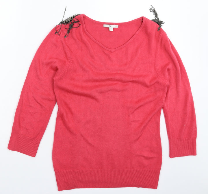 Klass Womens Pink  Knit Pullover Jumper Size L