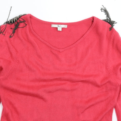 Klass Womens Pink  Knit Pullover Jumper Size L