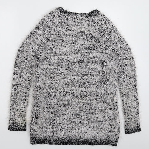 River Island Womens Silver Geometric Knit Pullover Jumper Size 10