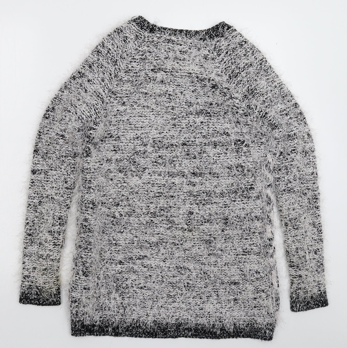 River Island Womens Silver Geometric Knit Pullover Jumper Size 10