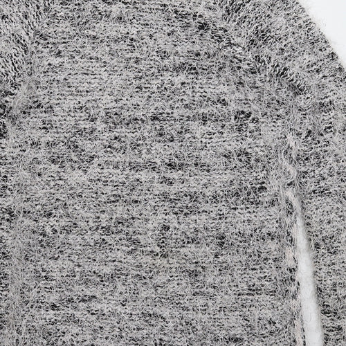 River Island Womens Silver Geometric Knit Pullover Jumper Size 10