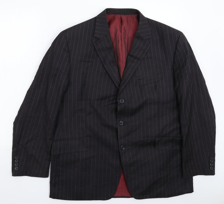 Marks and Spencer Mens Black Striped  Jacket Suit Jacket Size 44