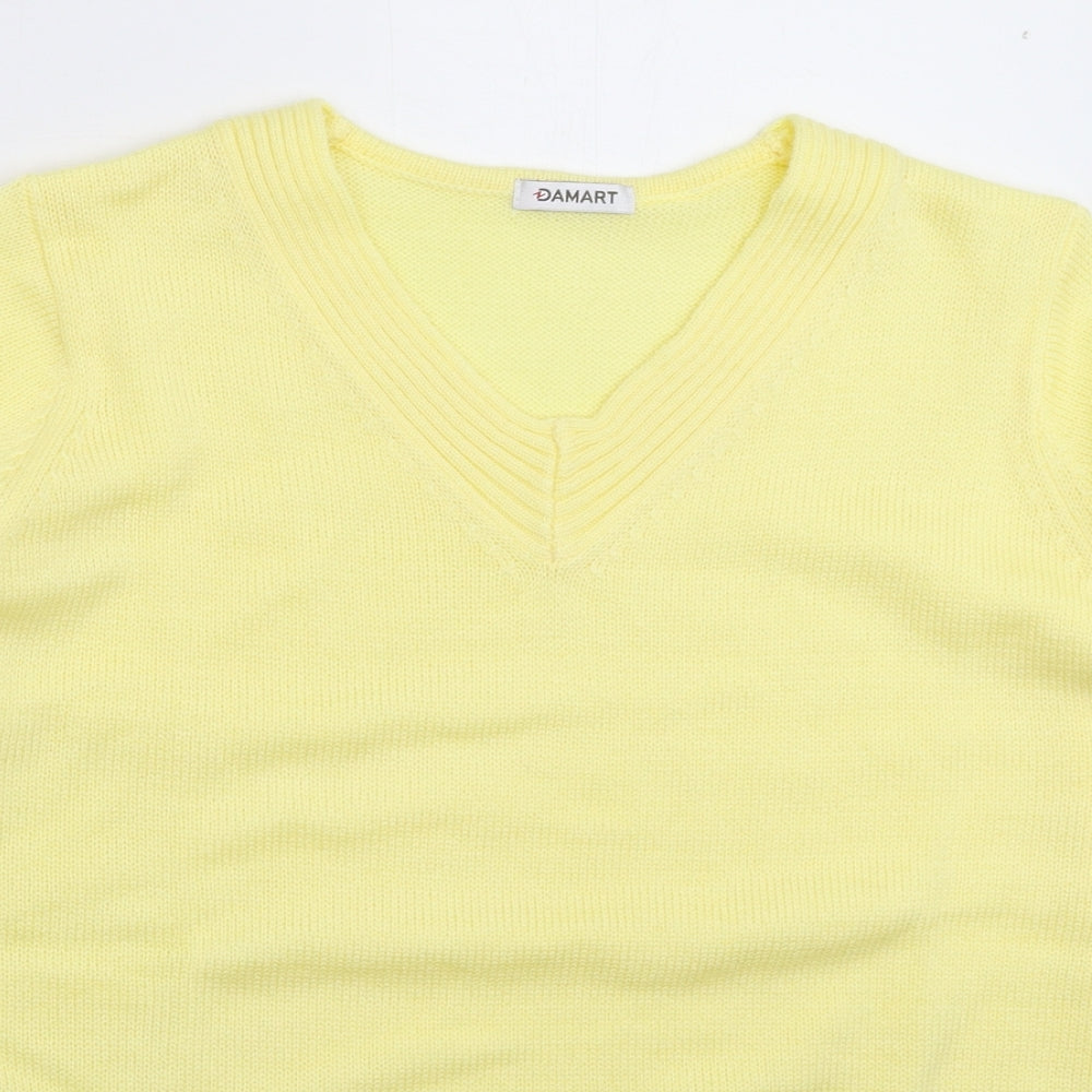 Damart Womens Yellow  Knit Pullover Jumper Size 16