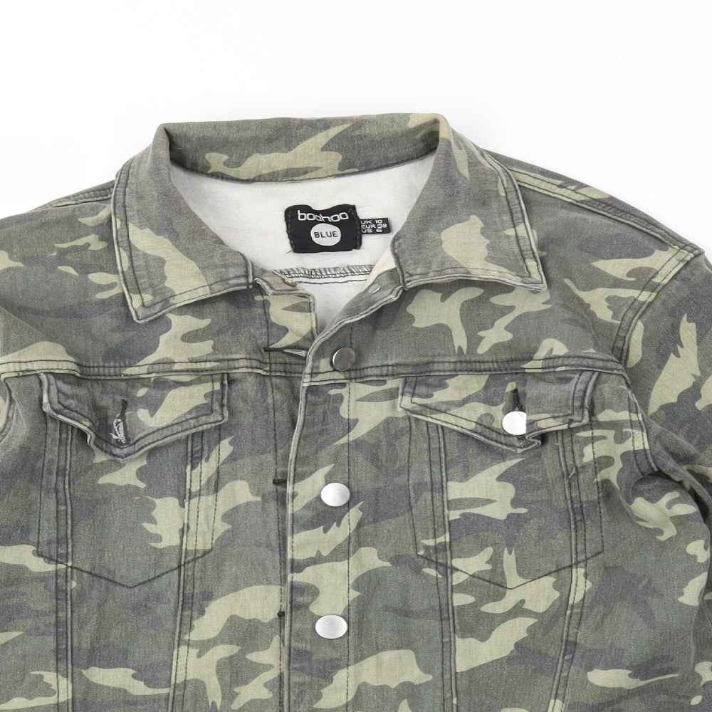 Boohoo Womens Green Camouflage  Jacket Coat Size 10