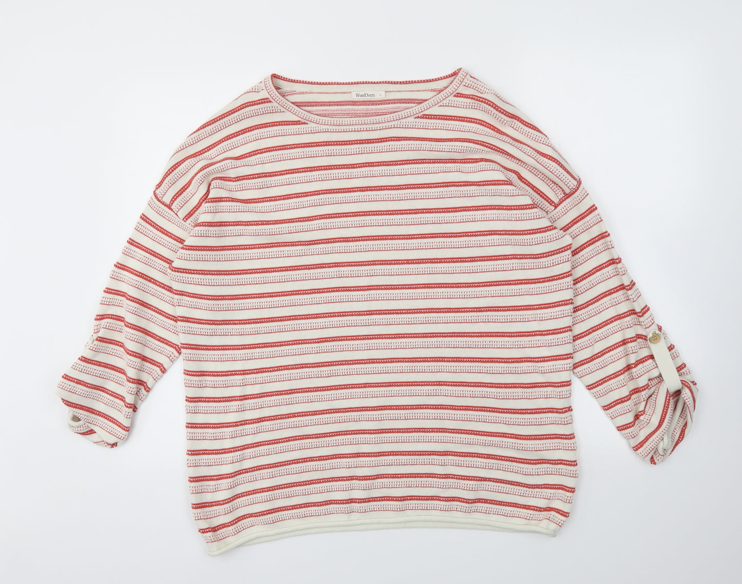 Woolovers Womens Red Striped  Pullover Jumper Size L