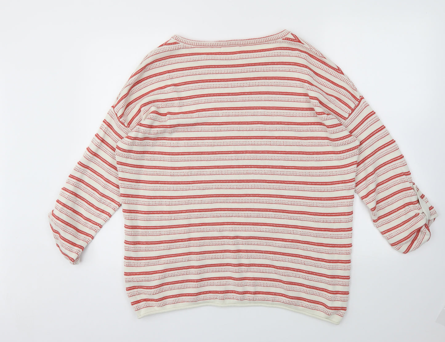 Woolovers Womens Red Striped  Pullover Jumper Size L
