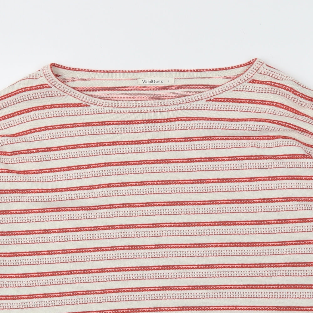 Woolovers Womens Red Striped  Pullover Jumper Size L