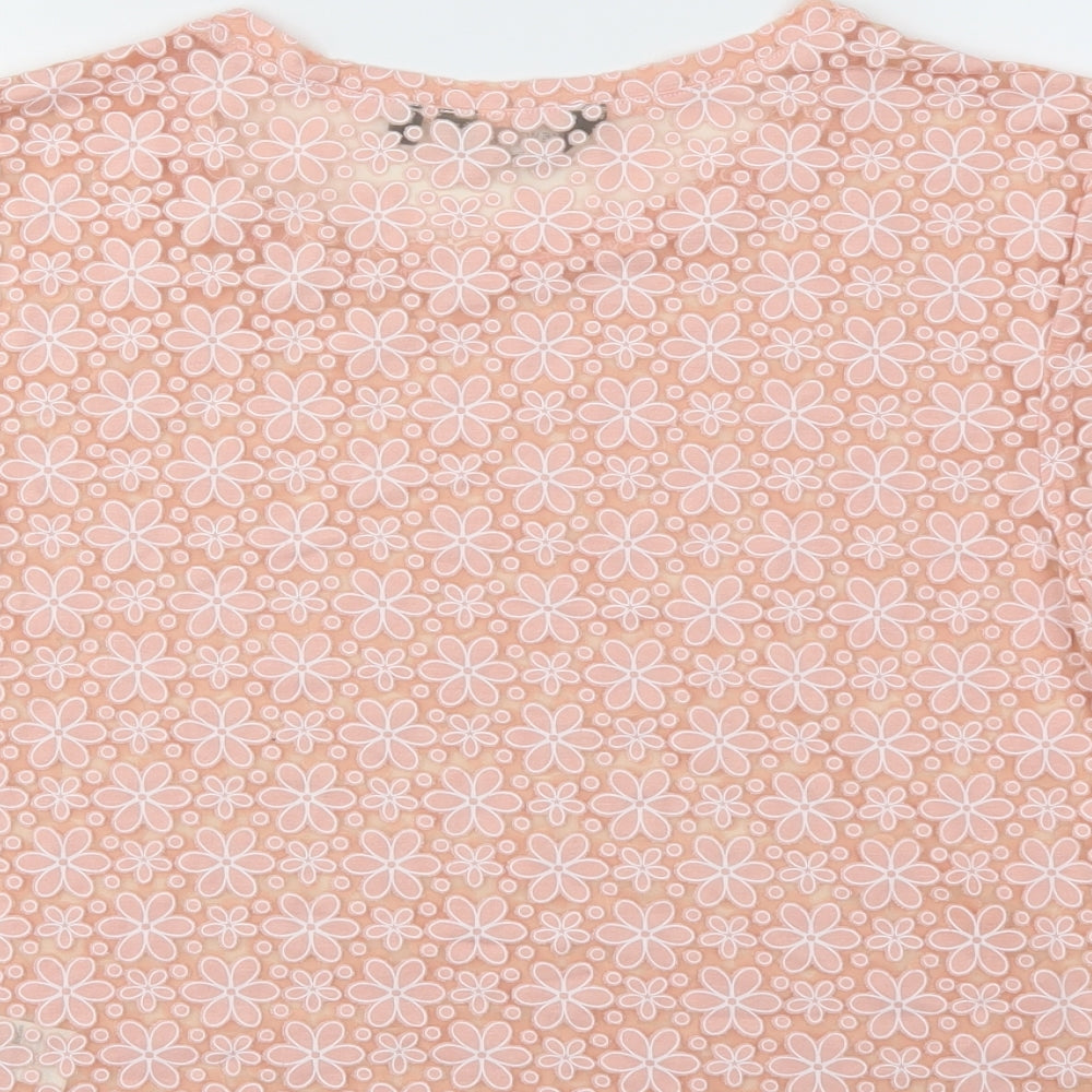 New Look Womens Pink Floral  Basic T-Shirt Size 12