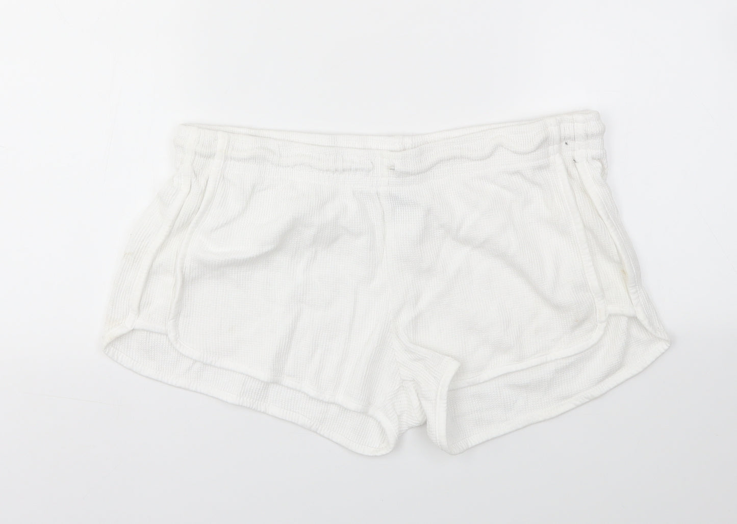 Primark Womens White   Cut-Off Shorts Size M - stretch waistband