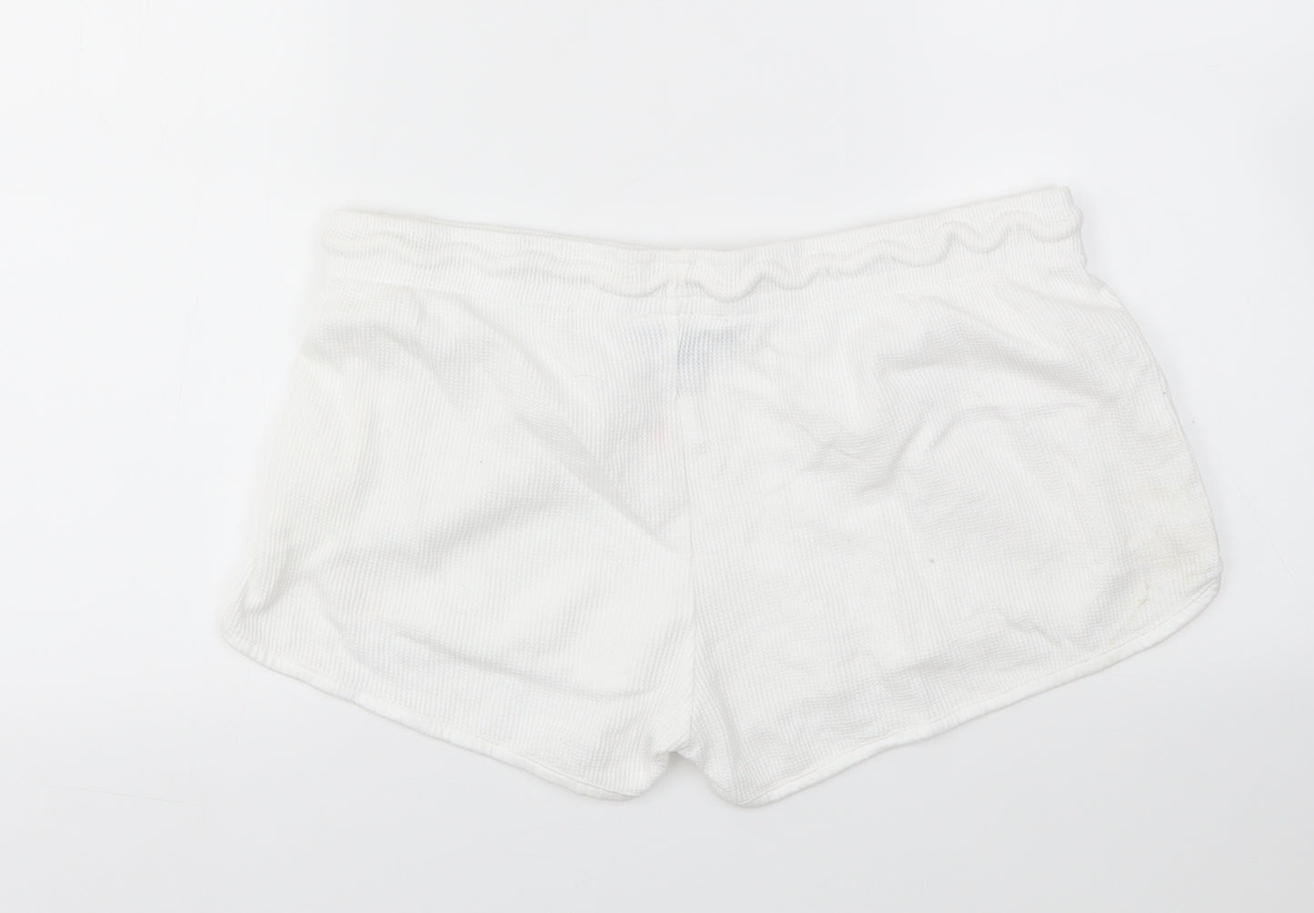 Primark Womens White   Cut-Off Shorts Size M - stretch waistband