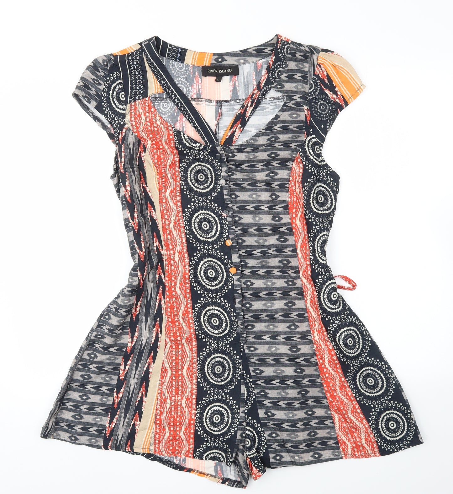 River Island Womens Multicoloured Geometric  Jumpsuit One-Piece Size 14