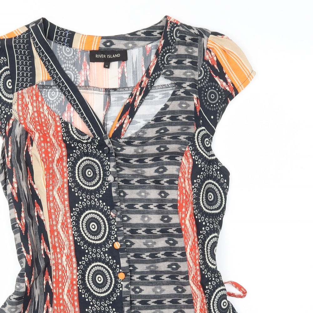 River Island Womens Multicoloured Geometric  Jumpsuit One-Piece Size 14