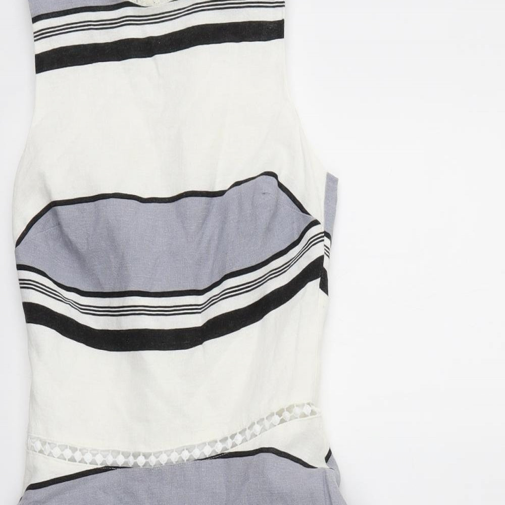 Oasis Womens Multicoloured Striped  Fit & Flare  Size 8