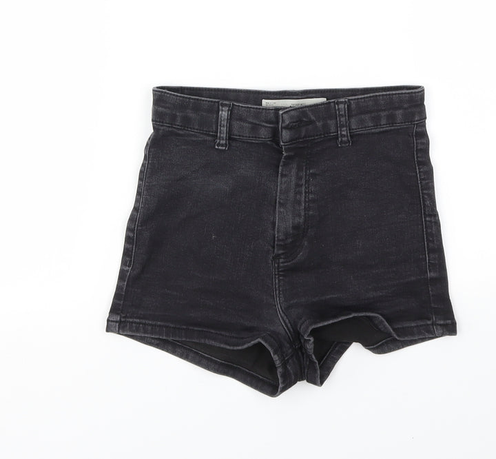 Topshop Womens Black Houndstooth Cut-Off Shorts Size 6