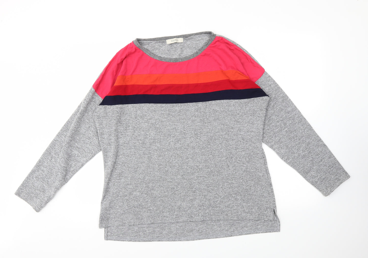 Oasis Womens Multicoloured Striped  Basic T-Shirt Size L