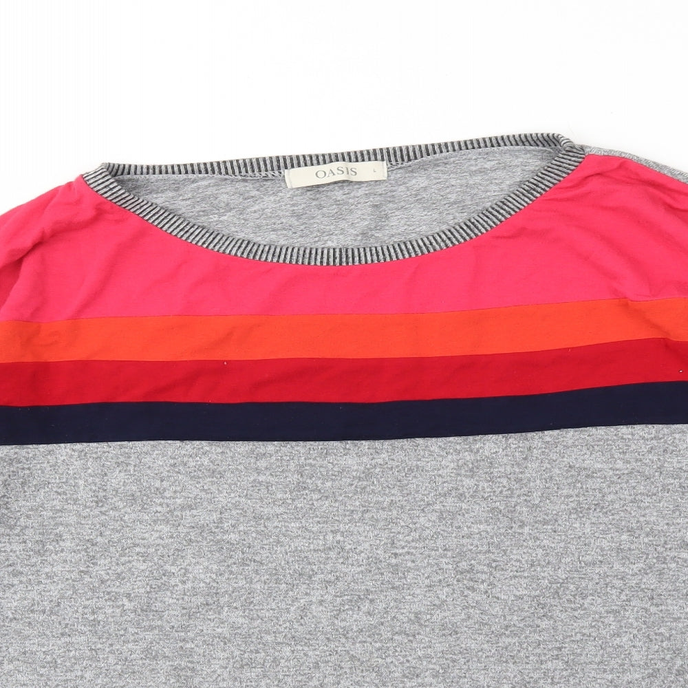 Oasis Womens Multicoloured Striped  Basic T-Shirt Size L