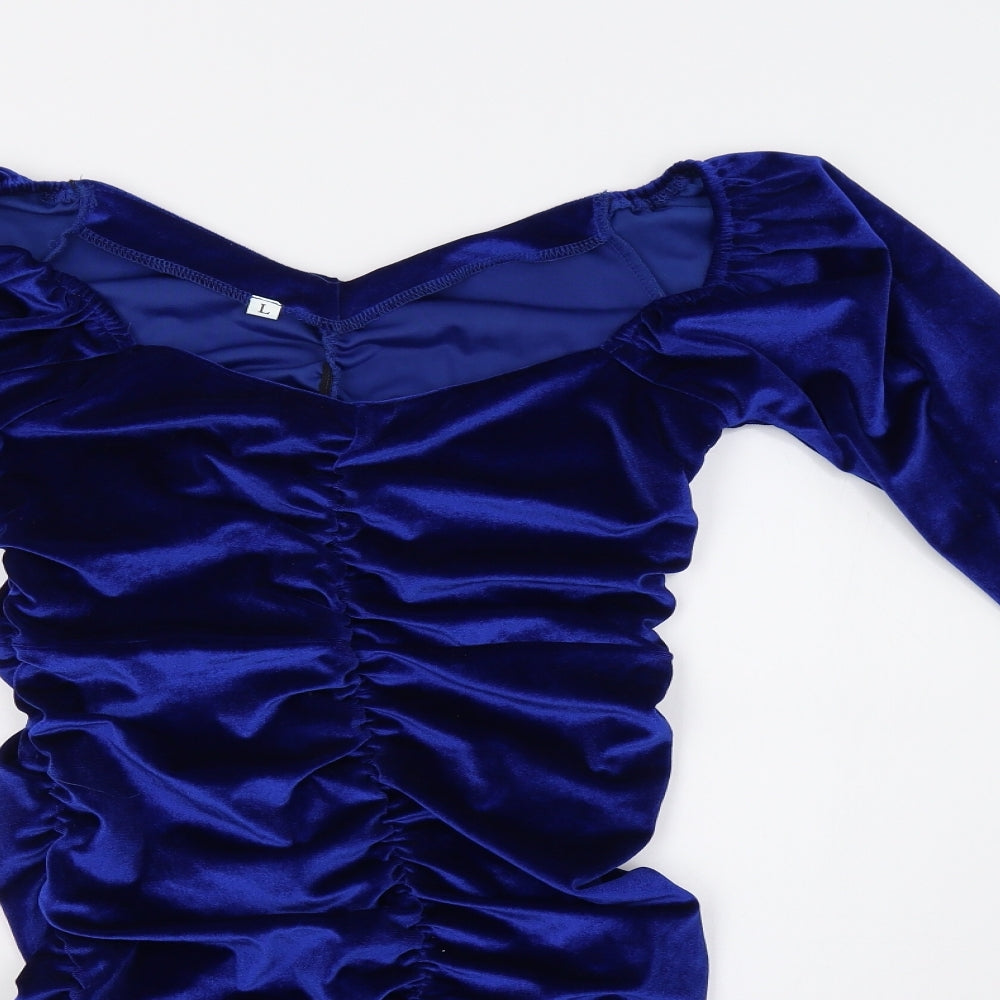 SheIn Womens Blue  Velvet A-Line  Size L