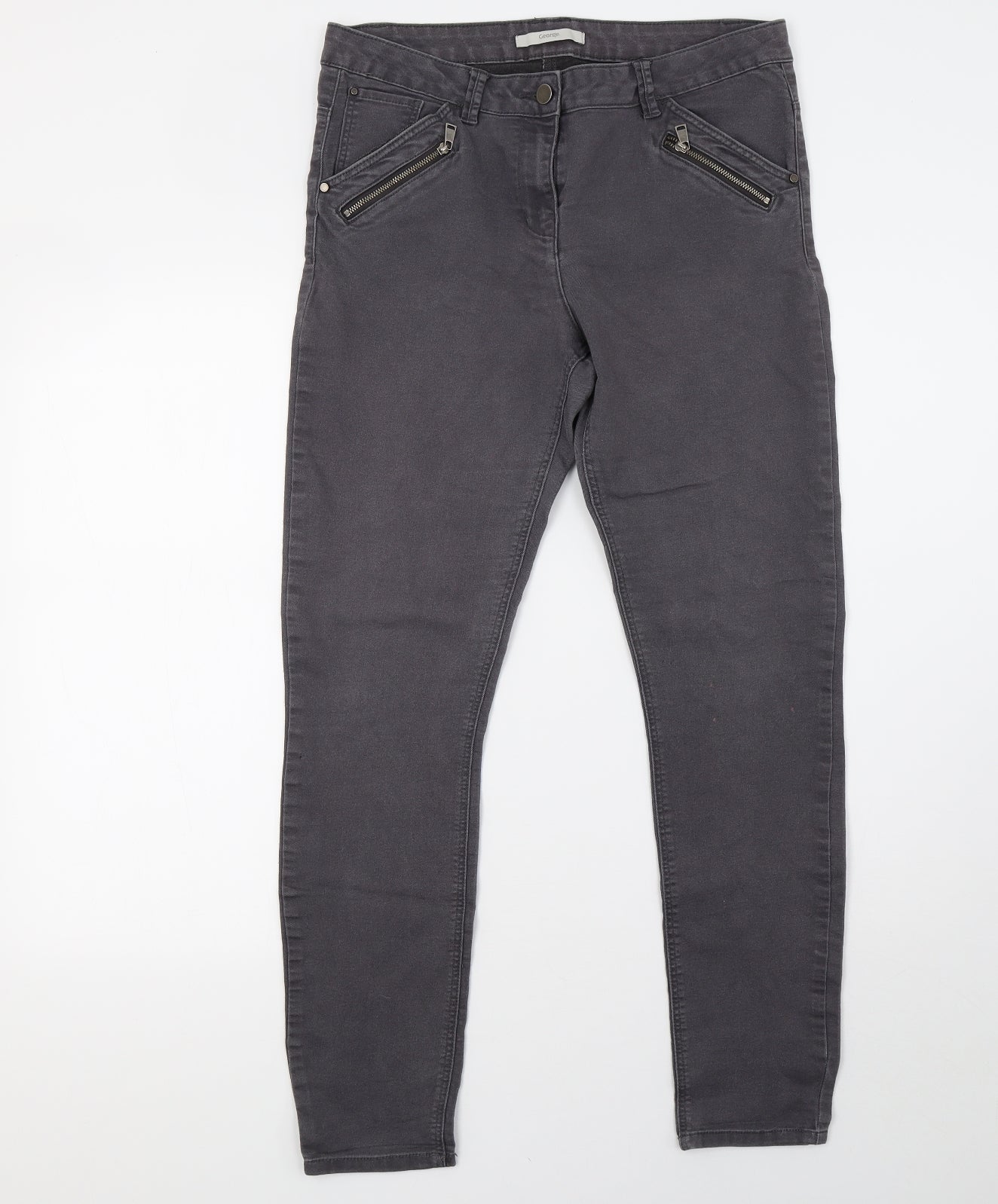 George Womens Grey  Denim Skinny Jeans Size 14 L30 in